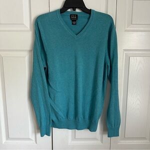 Jos. A. Bank Sweater Mens M Teal V Neck Signature Collection Pima Cotton Preppy